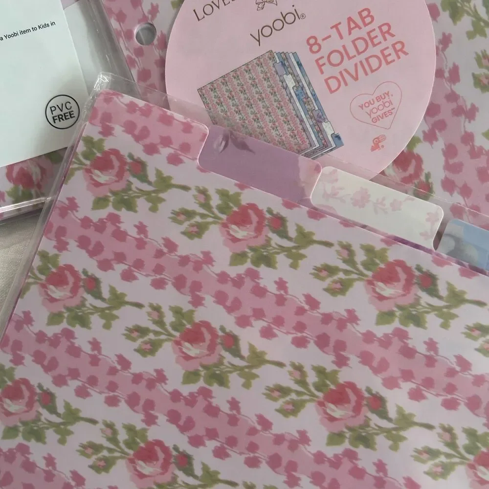 LoveShackFancy Yoobi 8 Tab Folder Dividers Set of 4 Sticker Labels New